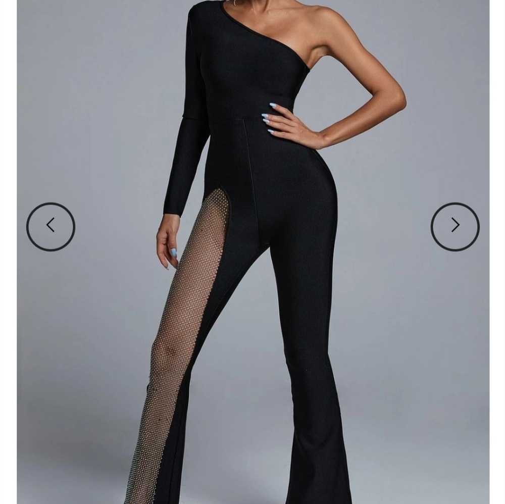 Kanye One Shoulder Diamond Jumpsuit